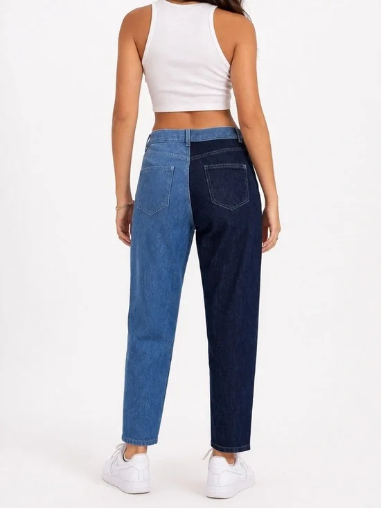 🌺 ASOS Two-Tone Denim Jeans | Colorblock Straight Leg - Picture 2 of 4